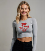 2 grey Cropped Longsleeve red I love TO GOSSIP WITH MY BF #color_grey