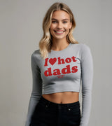 2 grey Cropped Longsleeve red I love hot dads #color_grey