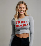 2 grey Cropped Longsleeve red I love hot moms #color_grey