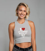 2 grey Tank Crop Top white I love TO GOSSIP WITH MY BF #color_grey