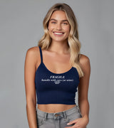 2 navy Cami Crop Top white FRAGILE handle with care (or wine) #color_navy