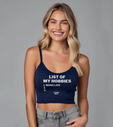 2 navy Cami Crop Top white LIST OF MY HOBBIES being late #color_navy