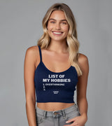 2 navy Cami Crop Top white LIST OF MY HOBBIES overthinking #color_navy