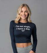 2 navy Cropped Longsleeve red I'm not single I have a dog #color_navy