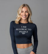2 navy Cropped Longsleeve white I AM ALLERGIC TO PEOPLE #color_navy