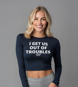 2 navy Cropped Longsleeve white I GET US OUT OF TROUBLES #color_navy