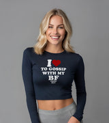 2 navy Cropped Longsleeve white I love TO GOSSIP WITH MY BF #color_navy