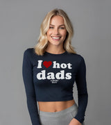 2 navy Cropped Longsleeve white I love hot dads #color_navy