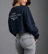 2 navy Cropped Sweatshirt white I AM ALLERGIC TO PEOPLE #color_navy