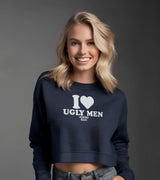 2 navy Cropped Sweatshirt white I love UGLY MEN #color_navy