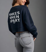 2 navy Cropped Sweatshirt white MAKES WHEN APART #color_navy