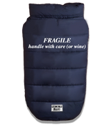 2 navy Pet Puffer Jacket white FRAGILE handle with care (or wine) #color_navy