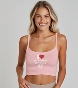 2 pink Cami Crop Top white I love TO GOSSIP WITH MY BF #color_pink