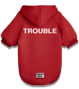 2 red Pet Hoodie white TROUBLE #color_red