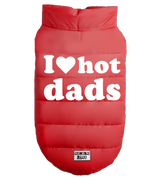 2 red Pet Puffer Jacket white I love hot dads #color_red