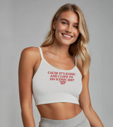 2 white Cami Crop Top red CAUSE IT'S ICONIC AND I LOVE TO DO ICONIC SHIT #color_white