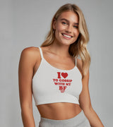2 white Cami Crop Top red I love TO GOSSIP WITH MY BF #color_white