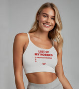 2 white Cami Crop Top red LIST OF MY HOBBIES procrastinating #color_white