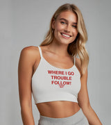 2 white Cami Crop Top red WHERE I GO TROUBLE FOLLOW! #color_white
