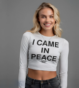2 white Cropped Longsleeve black I CAME IN PEACE #color_white