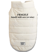 2 white Pet Puffer Jacket black FRAGILE handle with care (or wine) #color_white