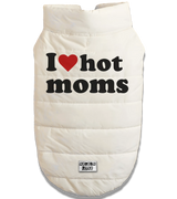2 white Pet Puffer Jacket black I love hot moms #color_white