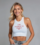 2 white Tank Crop Top red I AM ALLERGIC TO PEOPLE #color_white