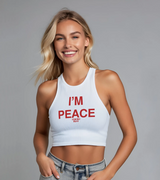 2 white Tank Crop Top red I'M PEACE #color_white