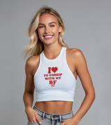 2 white Tank Crop Top red I love TO GOSSIP WITH MY BF #color_white