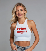 2 white Tank Crop Top red I love hot moms #color_white