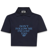 1 navy Polo Crop Top lightblue DON'T FOLLOW ME I'M LOST TOO #color_navy