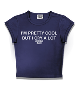 1 navy Status Baby Tee white I'M PRETTY COOL BUT I CRY A LOT #color_navy