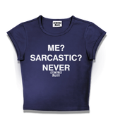1 navy Status Baby Tee white ME? SARCASTIC? NEVER #color_navy