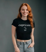 2 black Status Baby Tee white capricorn #color_black