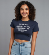 2 navy Status Baby Tee white NO I'M NOT SMILING AT YOU I'M SMILING AT YOUR DOG #color_navy