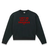 1 black Cropped Sweatshirt red I GET US OUT OF TROUBLES #color_black