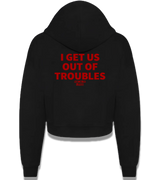 1 black Cropped Zip Hoodie red I GET US OUT OF TROUBLES #color_black