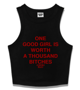 1 black Tank Crop Top red ONE GOOD GIRL IS WORTH A THOUSAND BITCHES #color_black