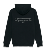 1 black Zip Hoodie grey Lipstick lasts longer but gloss is more fun #color_black