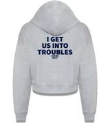 1 grey Cropped Zip Hoodie navyblue I GET US INTO TROUBLES #color_grey