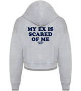 1 grey Cropped Zip Hoodie navyblue MY EX IS SCARED OF ME #color_grey