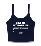 1 navy Cami Crop Top white LIST OF MY HOBBIES procrastinating #color_navy