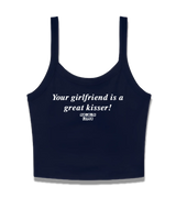 1 navy Cami Crop Top white Your girlfriend is a great kisser! #color_navy