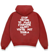 1 red Boxy Hoodie white STOP TRYING TO MAKE EVERYONE HAPPY YOU'RE NOT TEQUILA #color_red