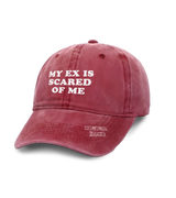 1 red Vintage Cap white MY EX IS SCARED OF ME #color_red