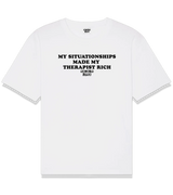1 white T-Shirt black MY SITUATIONSHIPS MADE MY THERAPIST RICH #color_white