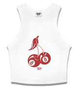 1 white Tank Crop Top red cherry 8 pool ball #color_white