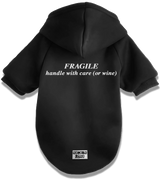 2 black Pet Hoodie white FRAGILE handle with care (or wine) #color_black