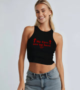 2 black Tank Crop Top red my eyes are up here #color_black