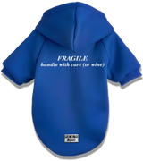2 blue Pet Hoodie white FRAGILE handle with care (or wine) #color_blue